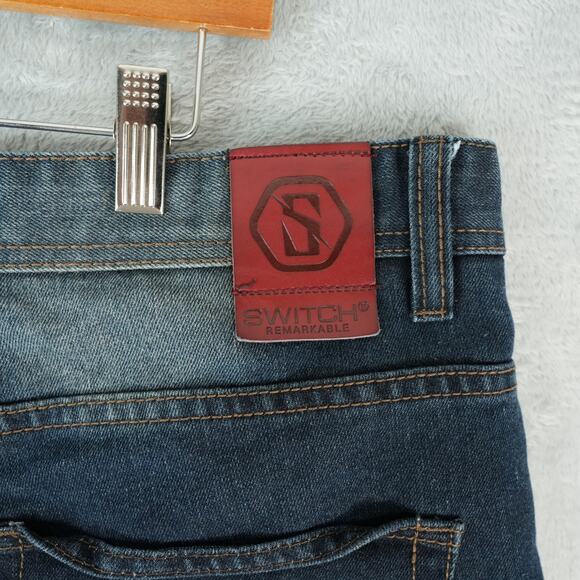 Switch Remarkable Jeans Mens 40x32 Blue Dark Wash Premium Denim Y2K Hip Hop - Picture 9 of 10